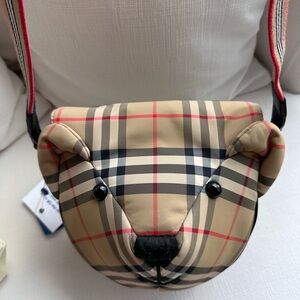 Burberry Plaid Bear-Shaped Crossbody Bag
